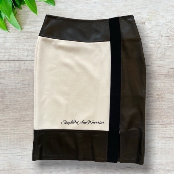 Ralph Lauren Collection leather/wool colorblock pencil skirt *shop@iamwarrior - Picture 4 of 10